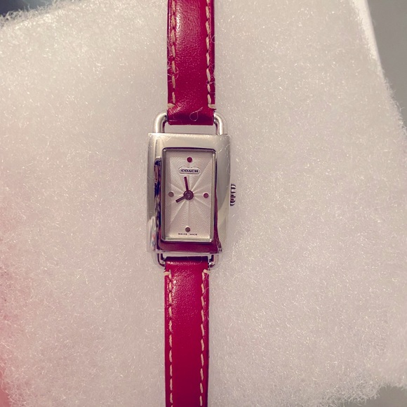 Red, leather, Coach watch - Picture 3 of 4